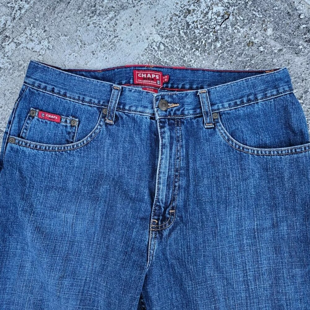 Chaps Men Jeans Denim Straight Wide Leg Cotton Jeans Size W34 L30 - Picture 5 of 9